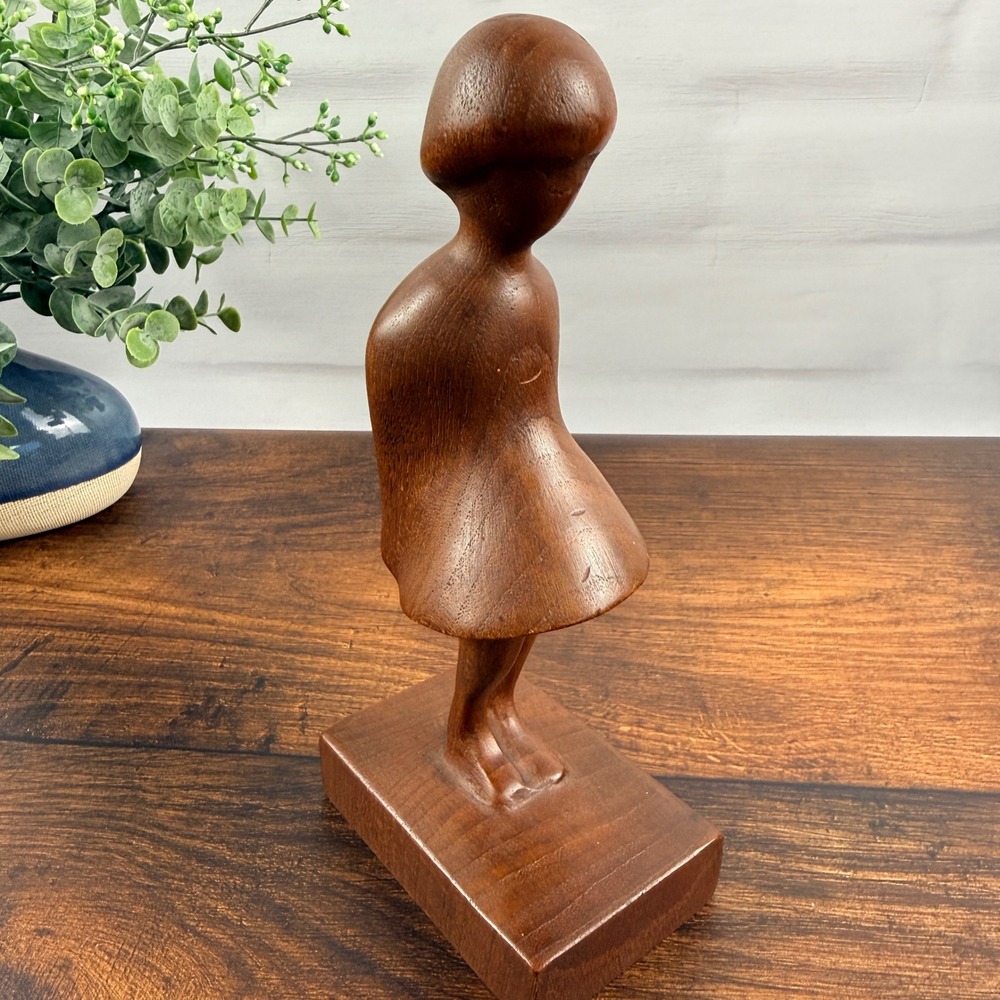 Arne Basse Danish Modern Teak Girl Sculpture Mid Century Denmark Figurine